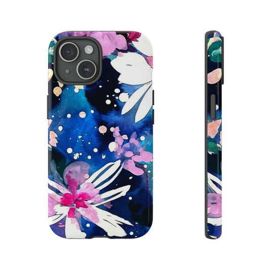 cute floral phone case blue watercolor art pink iphone samsung google