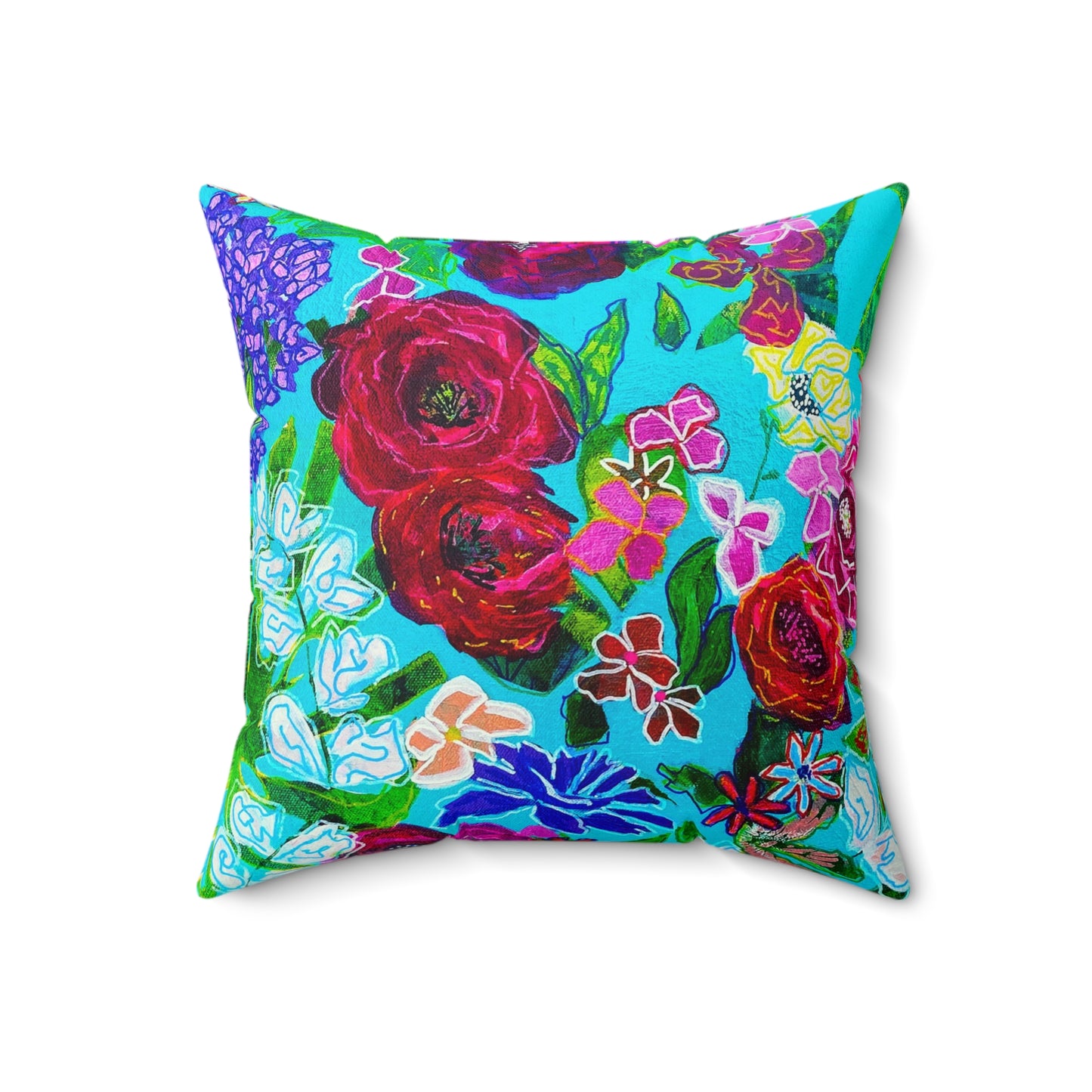 Bora Bora Flora Square Throw Pillow