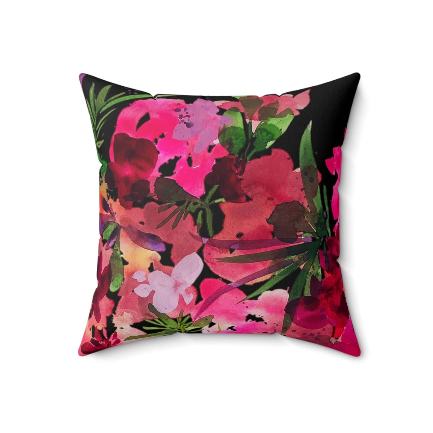 unique black elegant home decor artisan watercolor flower floral throw toss pillow