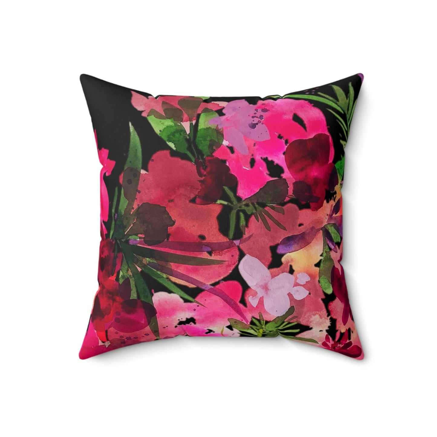 MayFlowers Black Throw Pillow