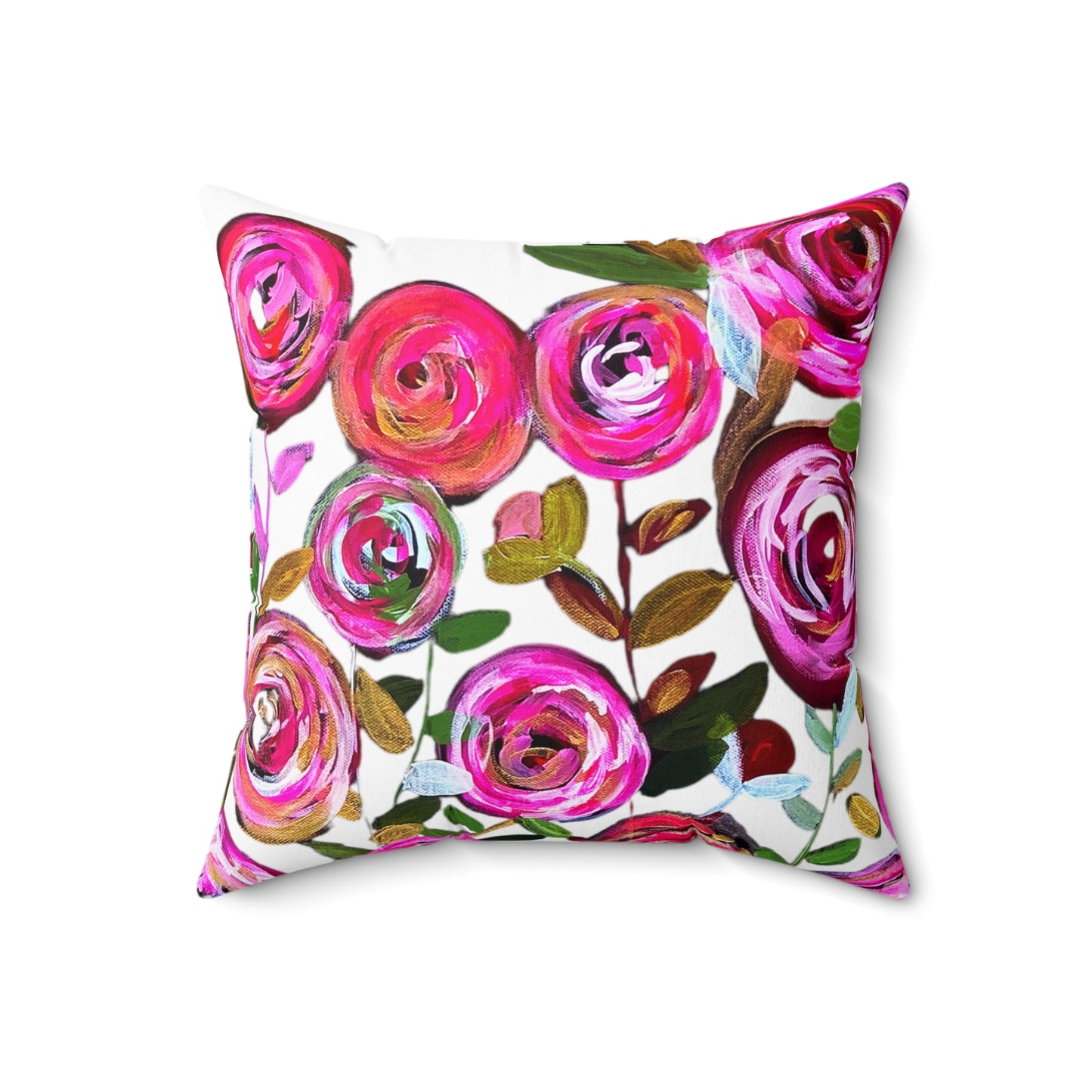 Midnight Blossoms White Throw Pillow