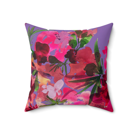 unique purple home decor artisan watercolor flower floral throw toss pillow
