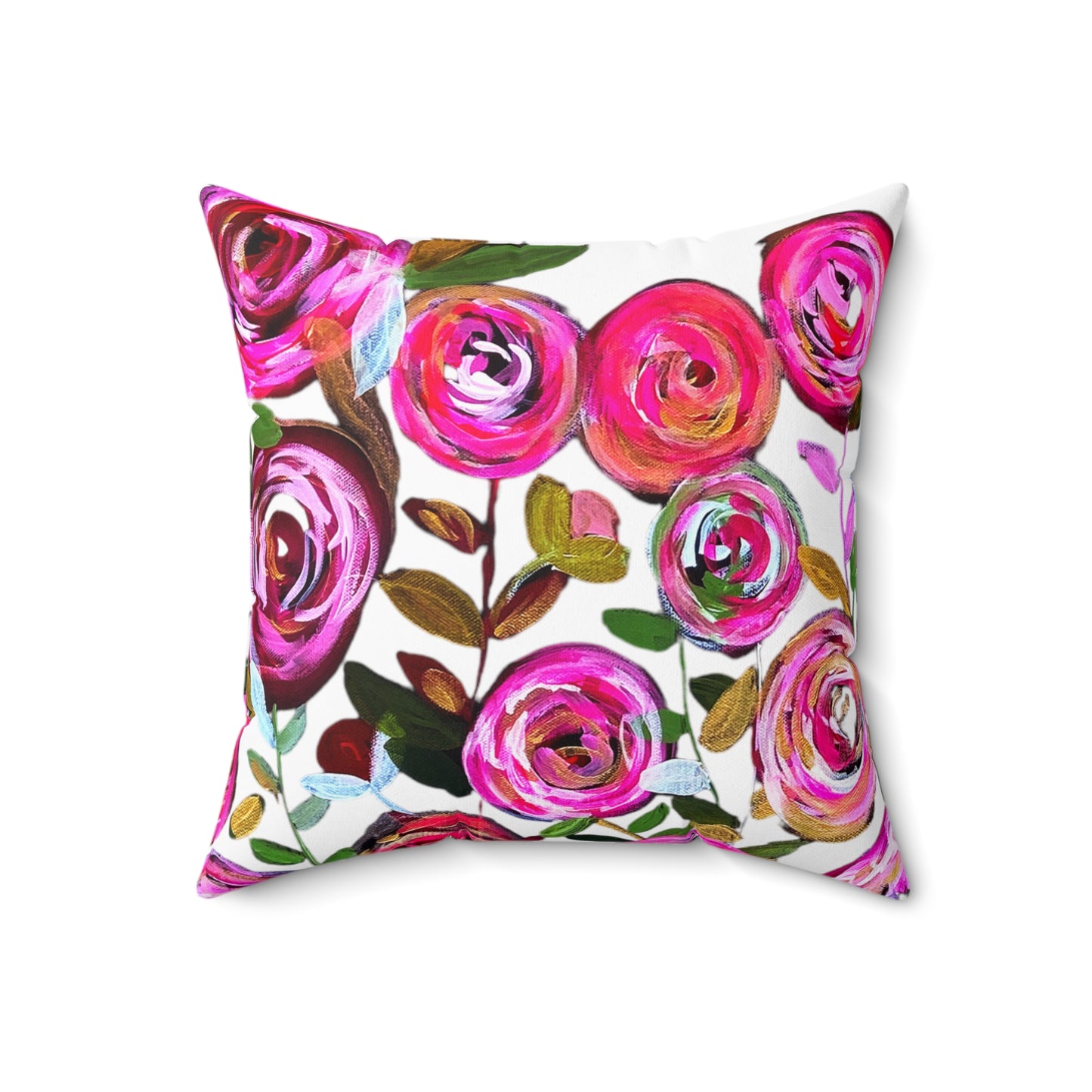 Midnight Blossoms White Throw Pillow