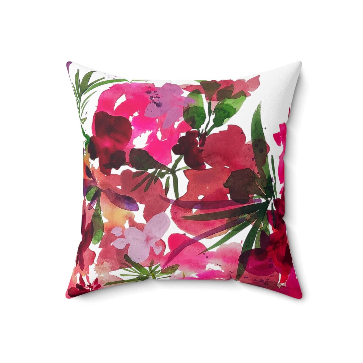 unique white home decor artisan watercolor flower floral throw toss pillow