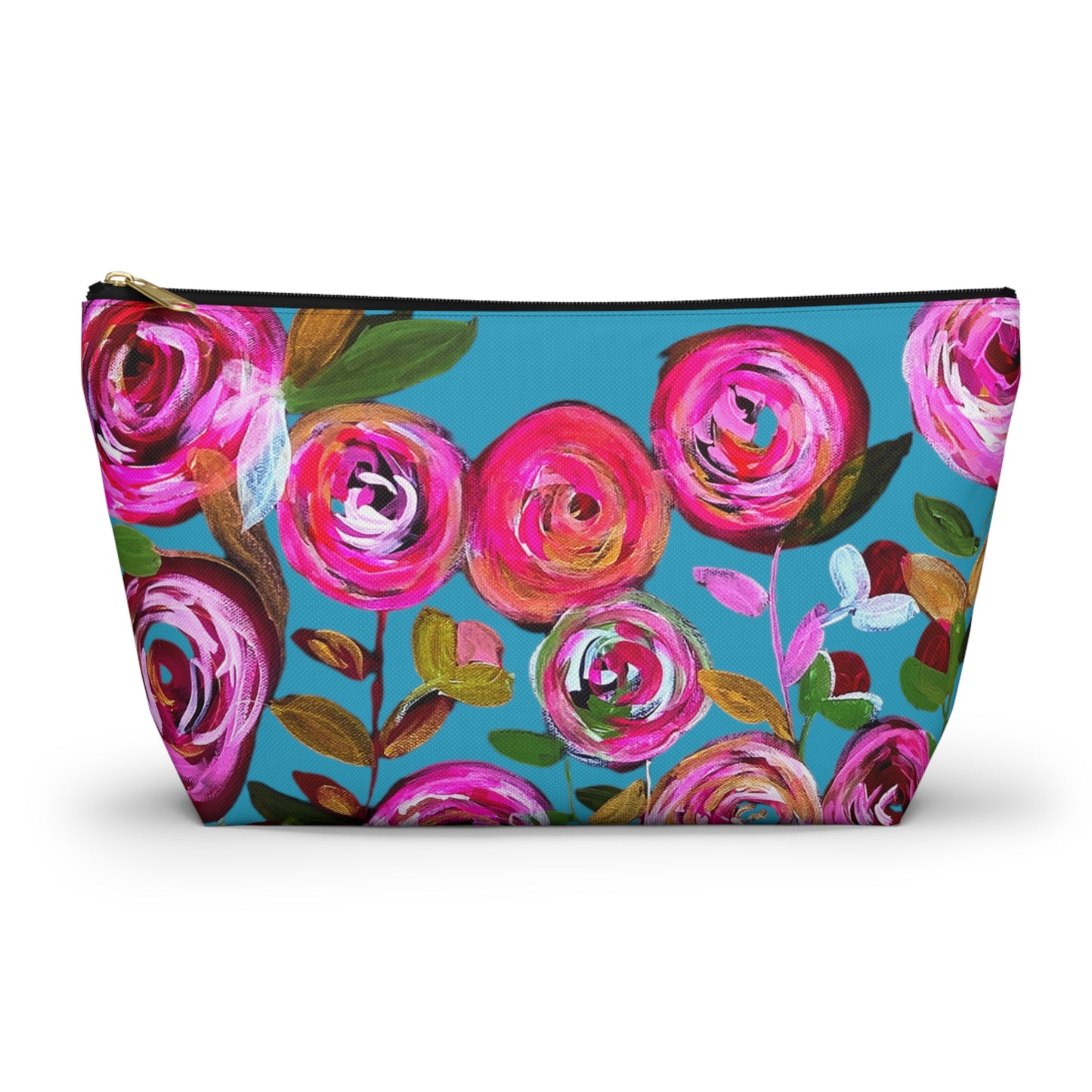 Midnight Blossoms Turquoise Accessory Bag