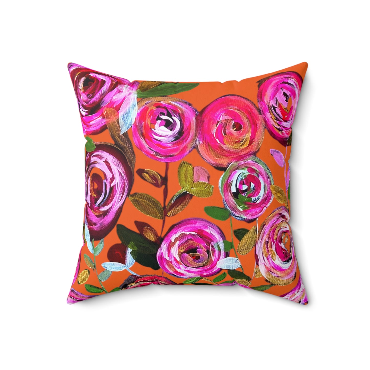 boho bohemian unique home decor orange flower floral throw pillow bedroom living room