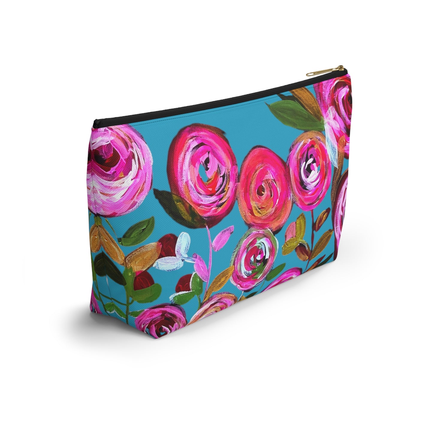 Midnight Blossoms Turquoise Accessory Bag