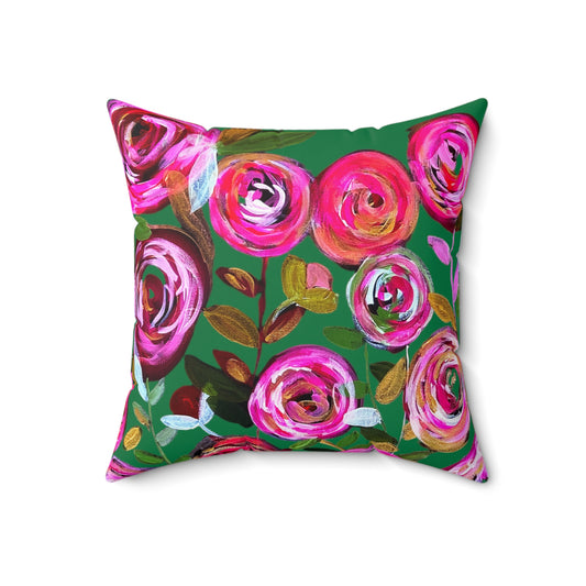 green pink throw toss pillow home decor unique bedroom artisan whimsical