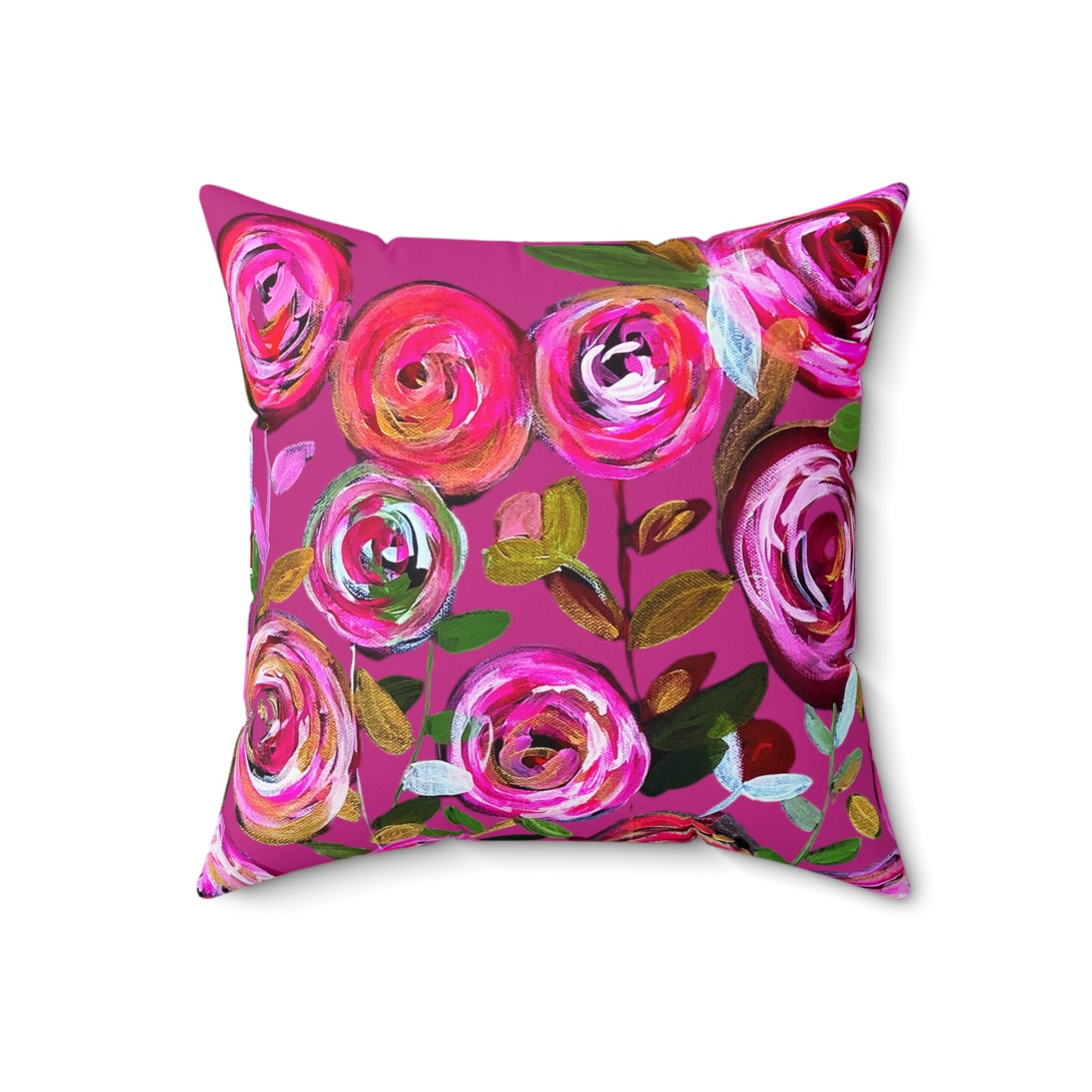 Midnight Blossoms Pink Throw Pillow