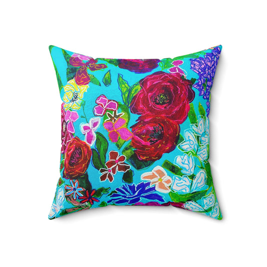 Bora Bora Flora Square Throw Pillow