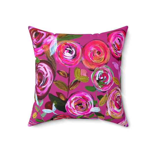 boho bohemian unique home decor pink flower floral throw pillow bedroom living room