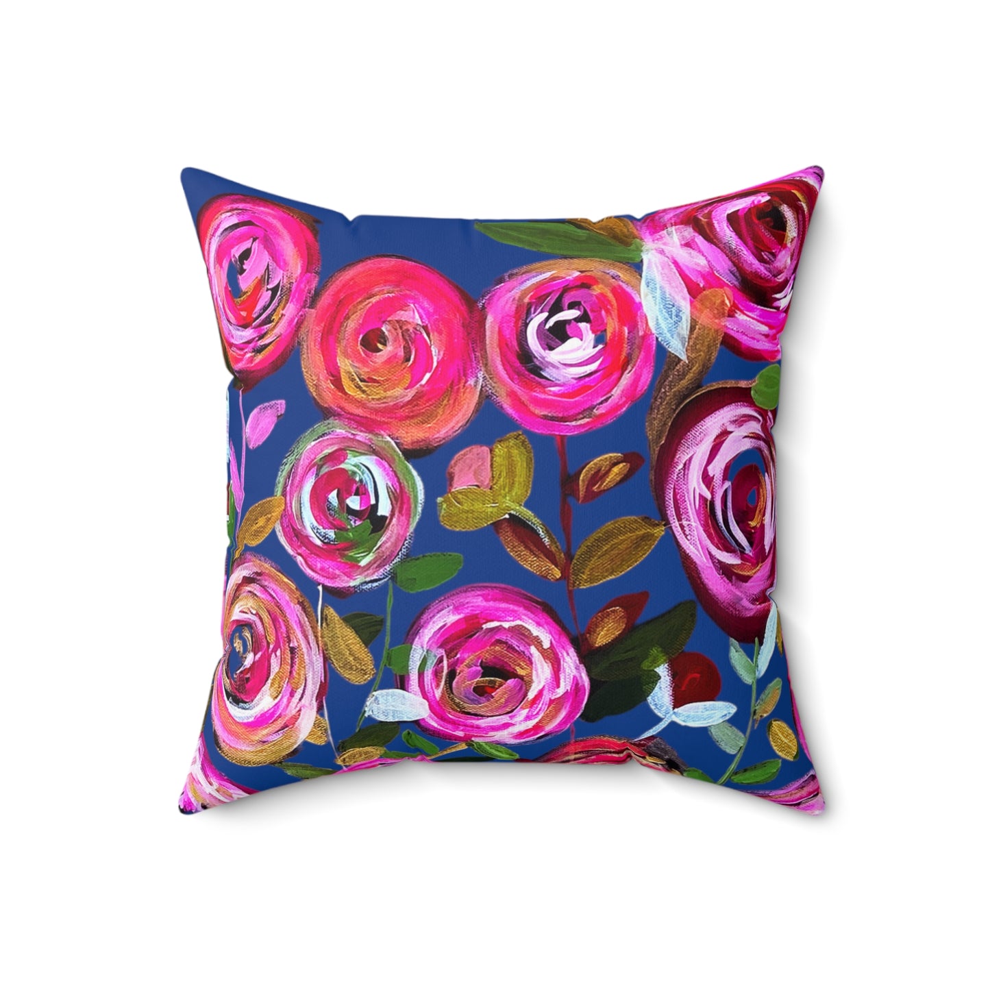 Midnight Blossoms Blue Throw Pillow