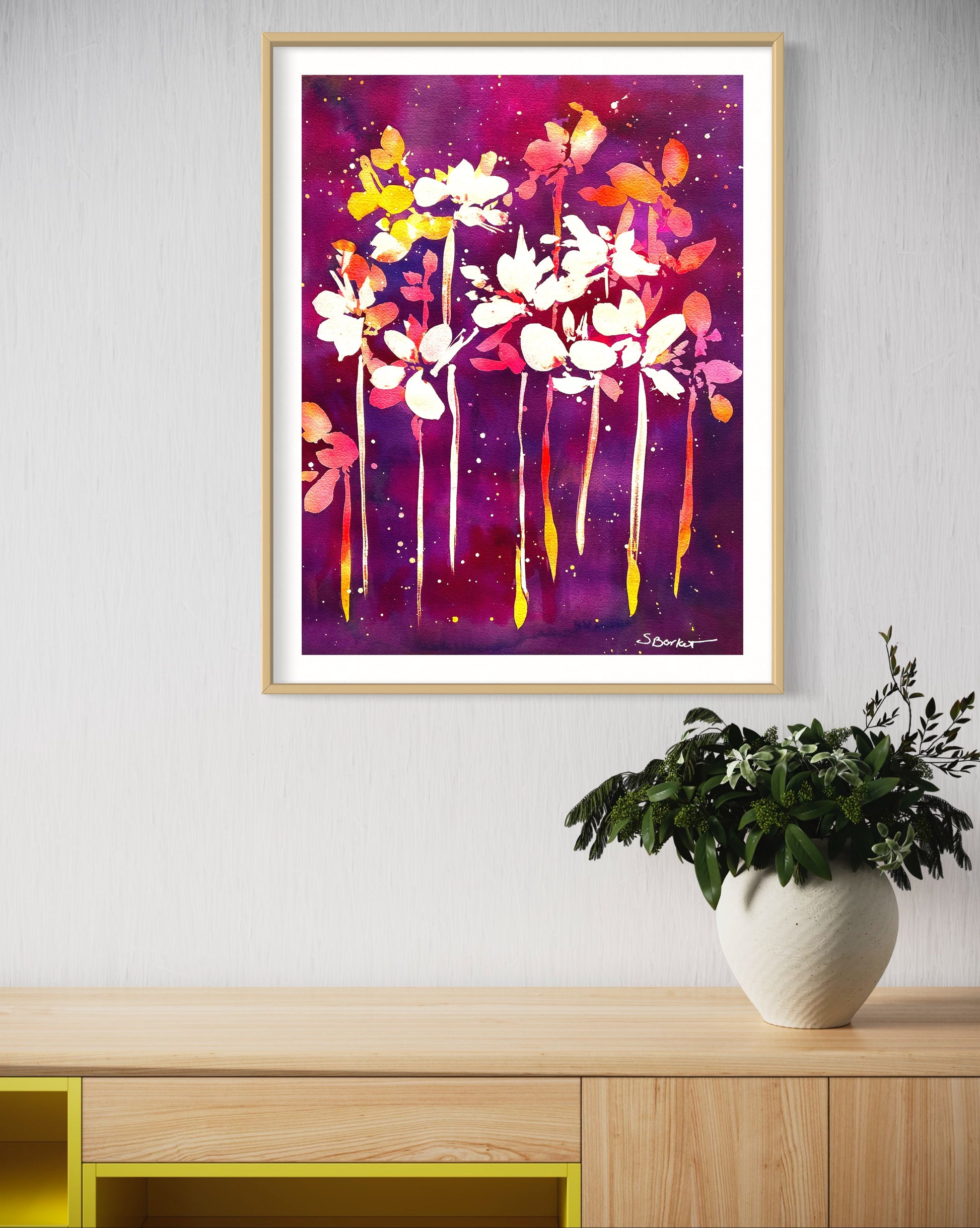cool wall art floral flower purple galaxy abstract home decor 