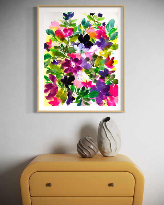 art print flower floral watercolor art wall decor cute whimsical housewarming gift friend birthday mom sister 