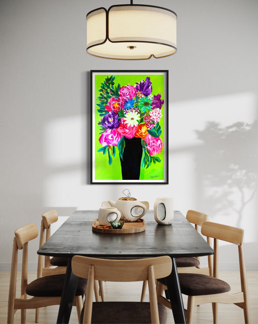 green flower wall decor art print housewarming gift