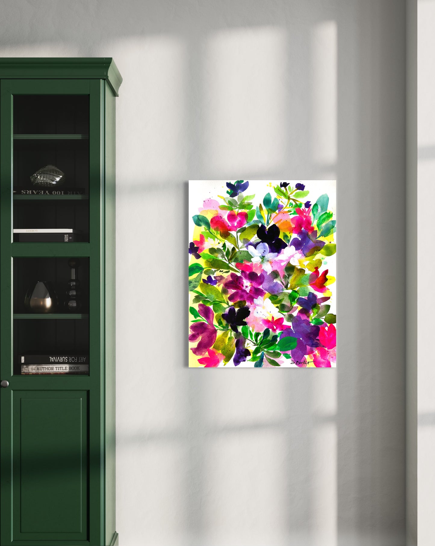 flower floral canvas art print original colorful whimsical unique home wall decor housewarming gift 