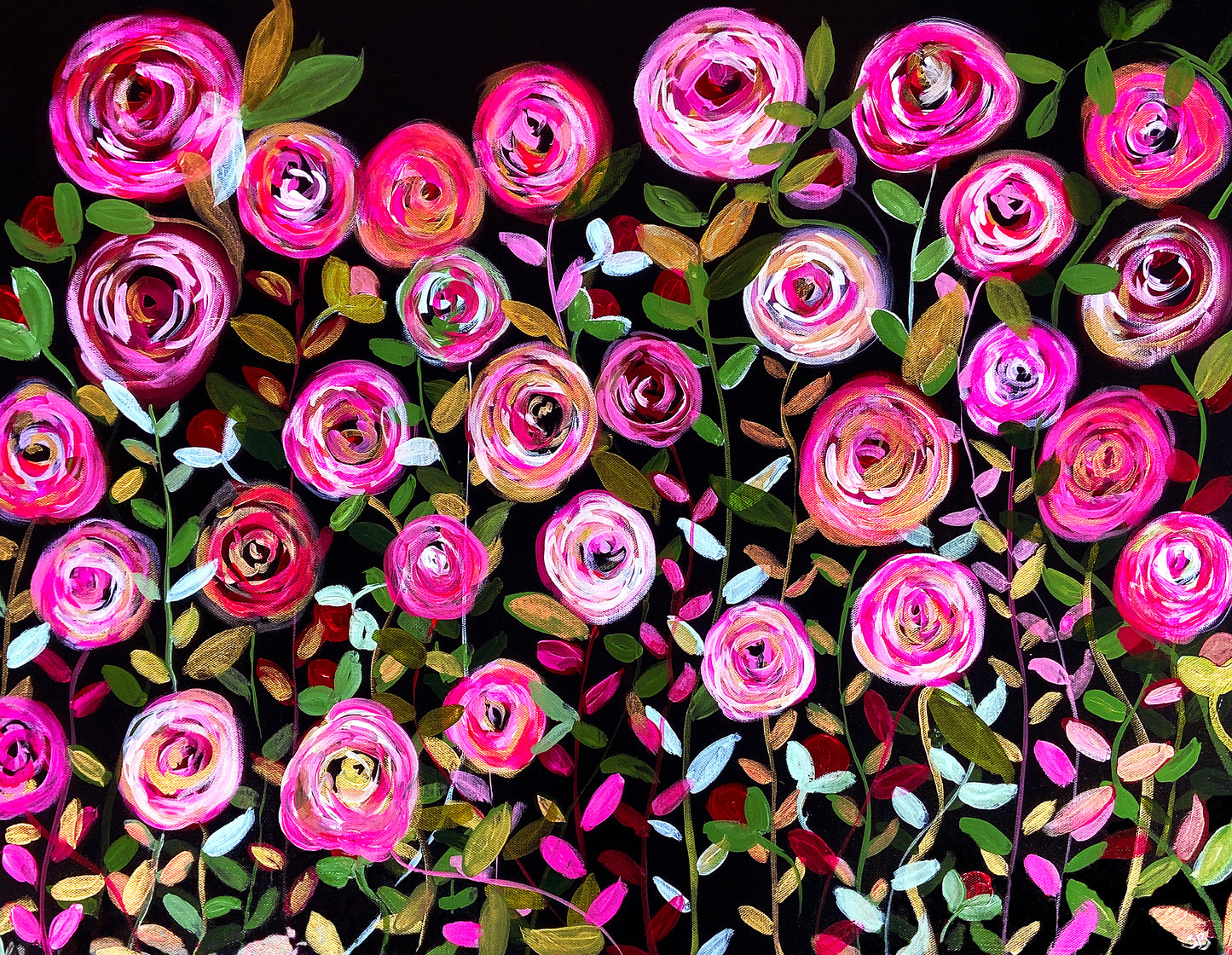 Midnight Blossoms Giclée Canvas Print