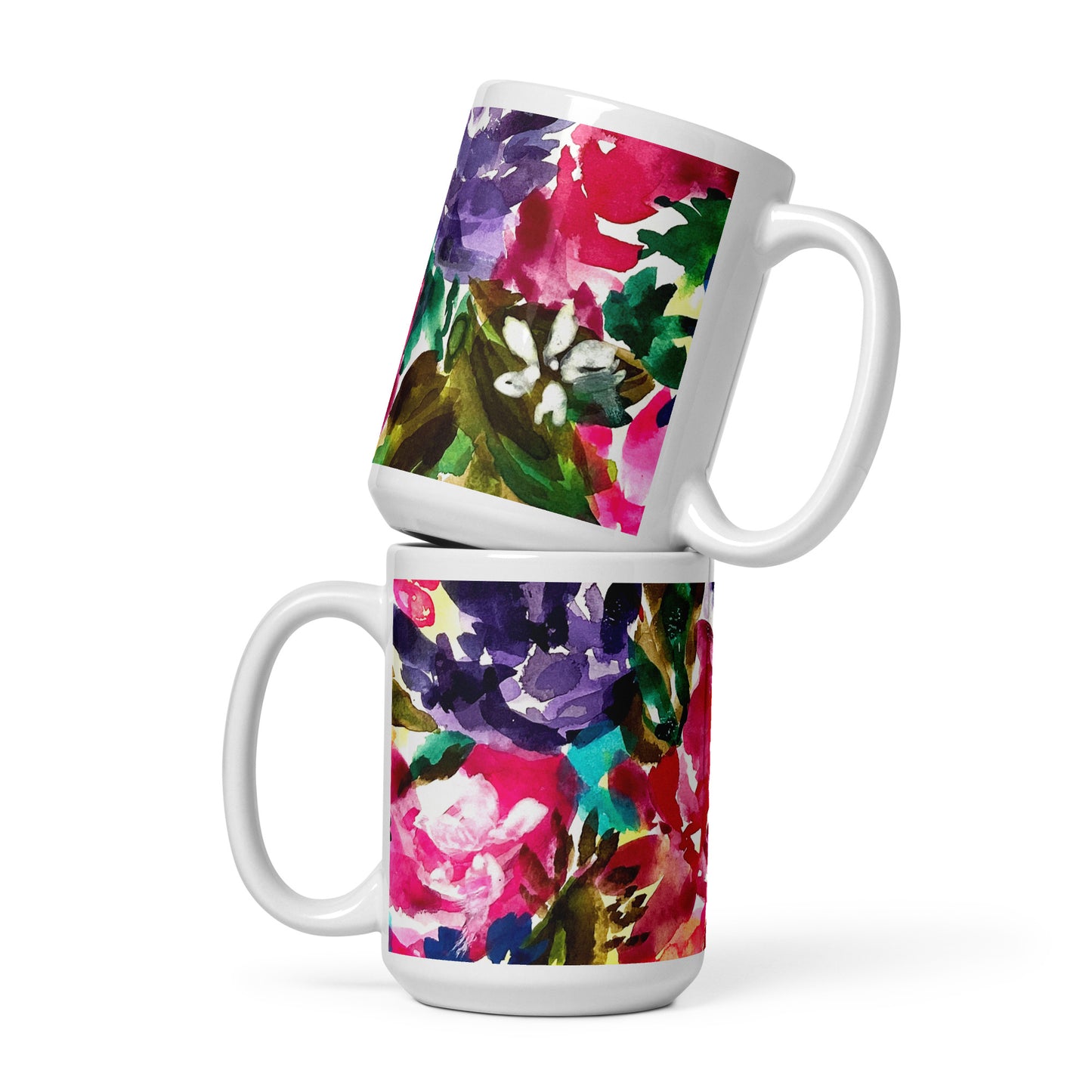 cute abstract flower floral watercolor art coffee tea mug gift mom mothers day grandma sister girlfriend coworker 