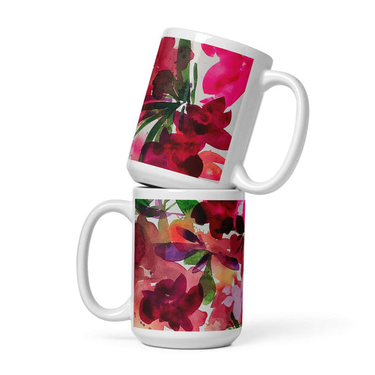 abstract watercolor flower floral art coffee tea mug gift for mom sister office cute