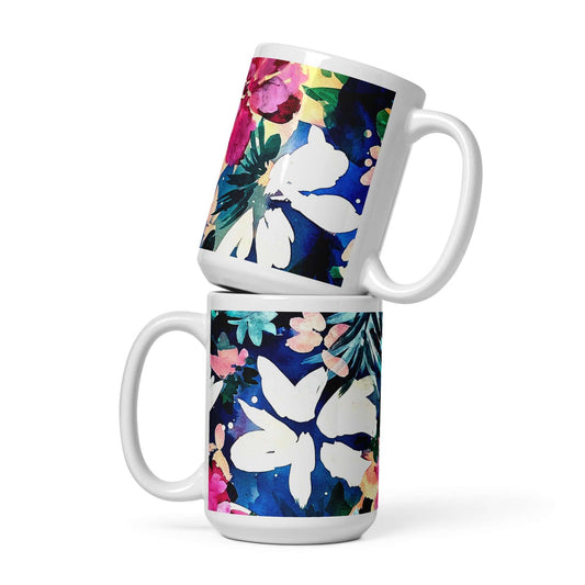 cool flower floral watercolor art coffee tea mug office kitchen gift mom mothers day sister coworker
