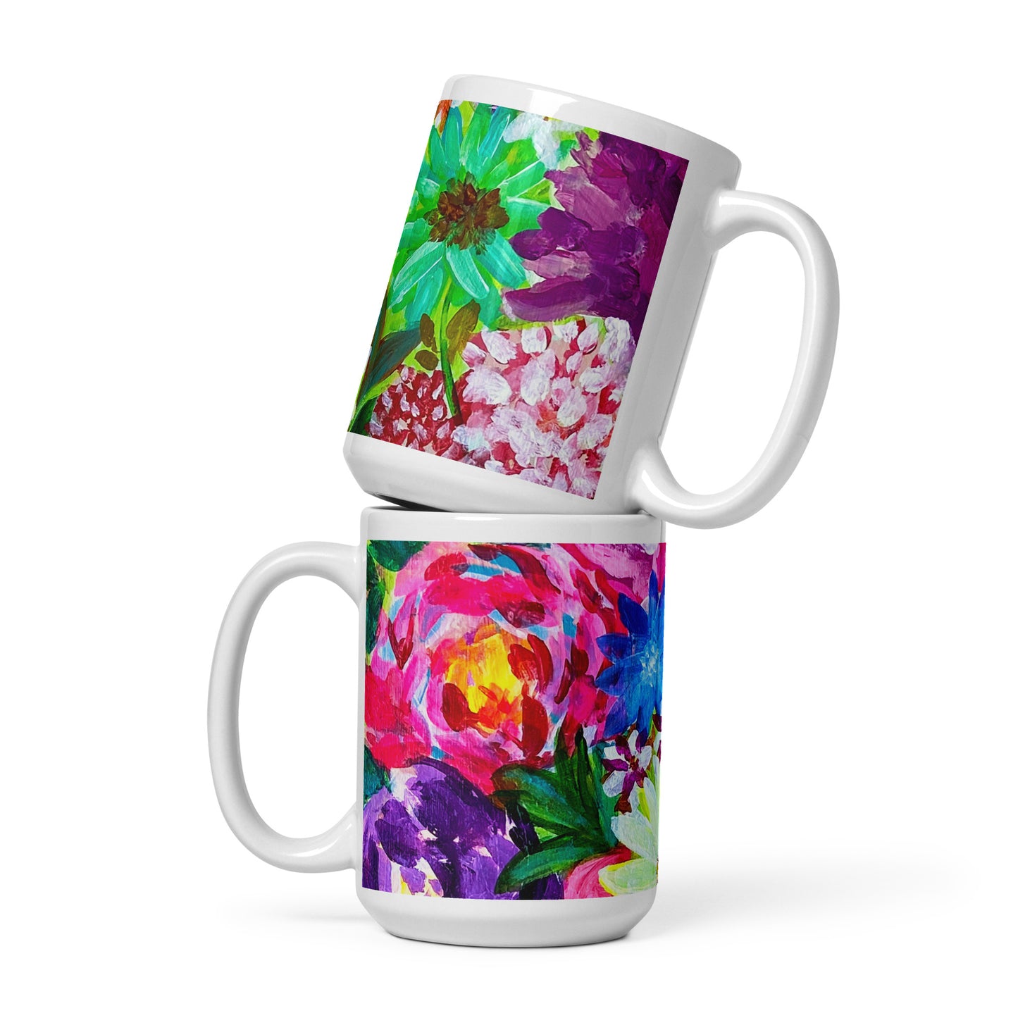 colorful coffee tea mug artisan artsy flower floral bouquet cute gardener