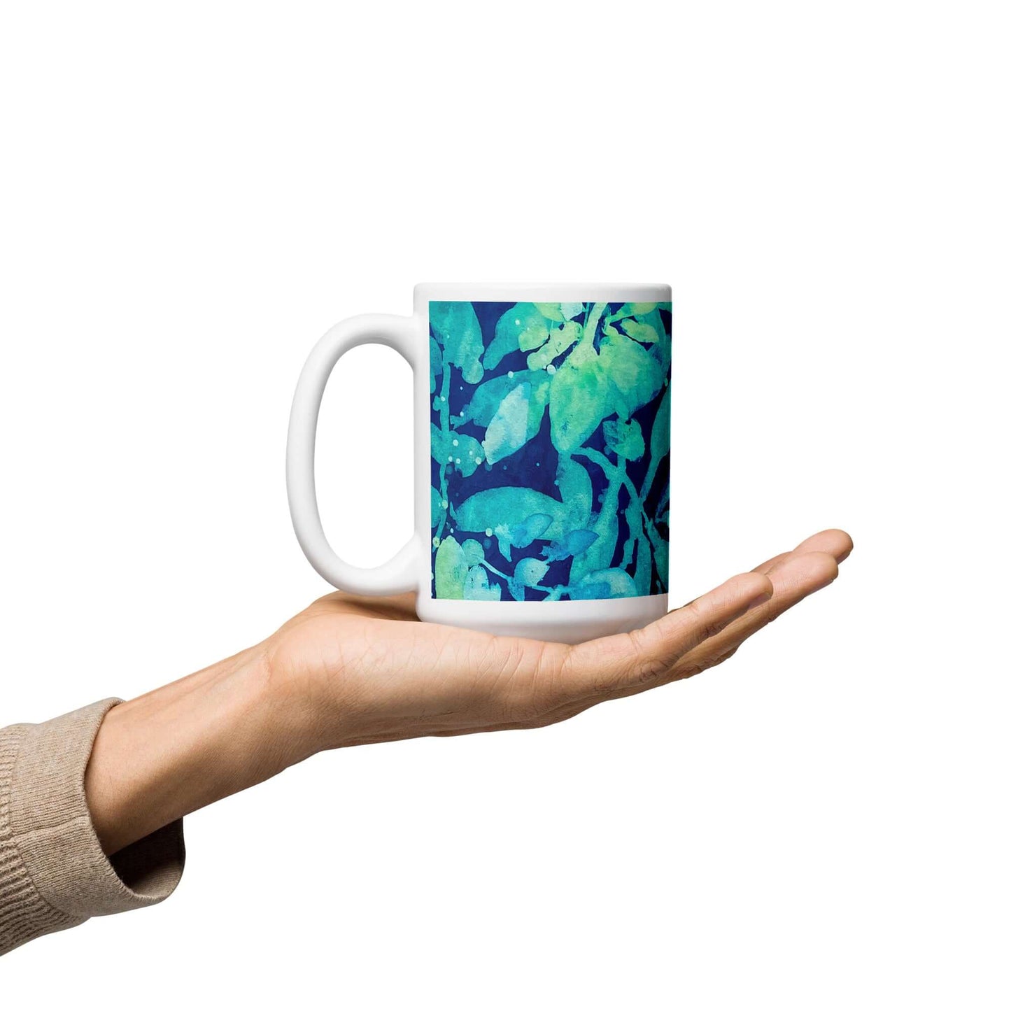 Atlantic Blue White Glossy Mug